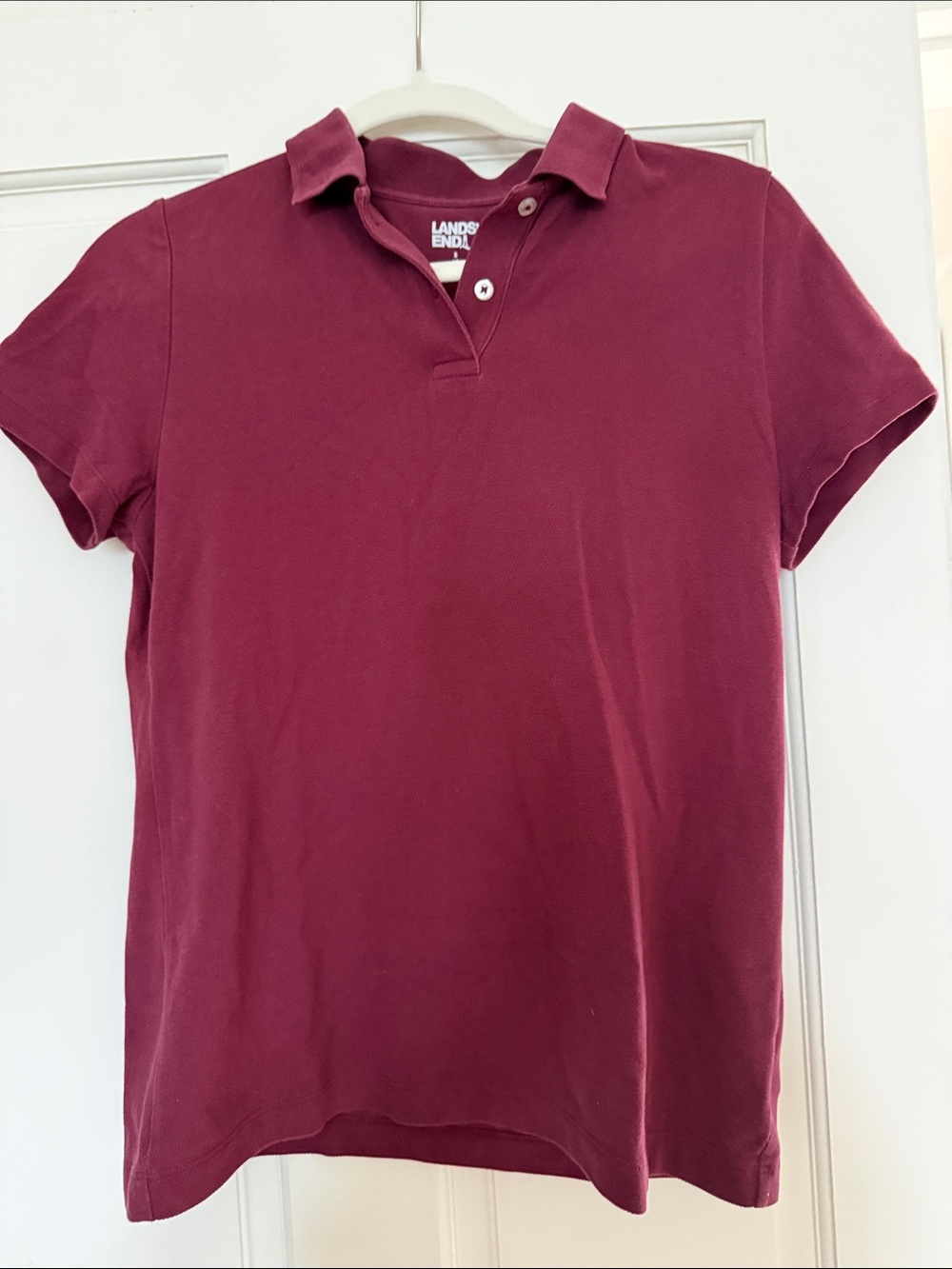 Lands' End Women's Burgundy Short-Sleeve Polo